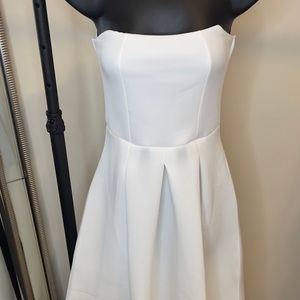 PrettyLittleThings White Scuba Bandeau Maxi Dress Size 6